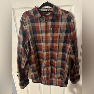 FJALLRAVEN~Plaid Button-Up Shirt~Red Blue~Size L